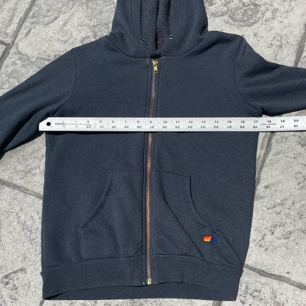 SOLD—Aviator Nation RARE Charcoal Heather Blue Zip Hoodie 14 Youth Women’s XS - Picture 8 of 11